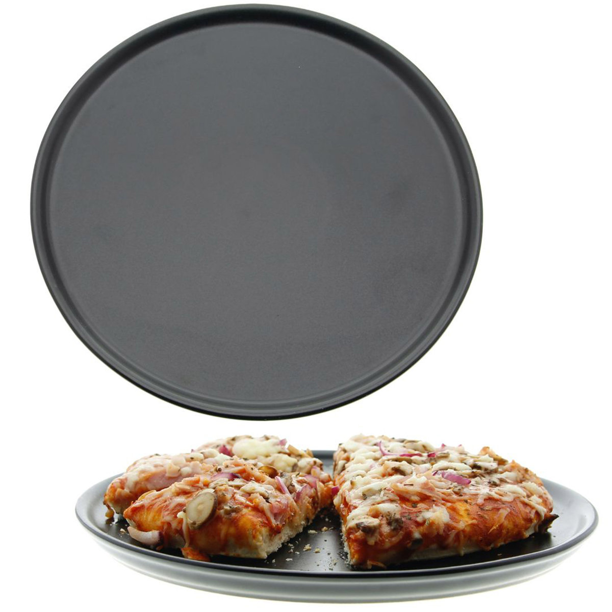 Talerz Obiadowy Talerz Do Pizzy Ceramiczny Czarny 28 cm
