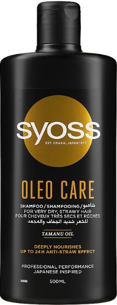 Syoss, Oleo Care, Nawilżający szampon do włosów, 500 ml