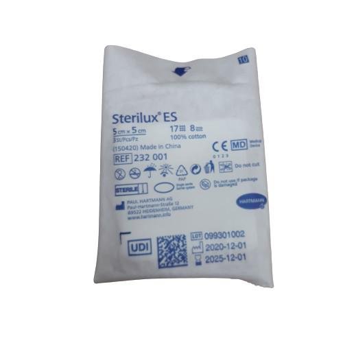 Hartmann Paul Polska Sterilux ES kompresy jałowe z gazy bawełnianej 17 nitek 8 warstw 5cm x 5cm 3 sztuki 9050364