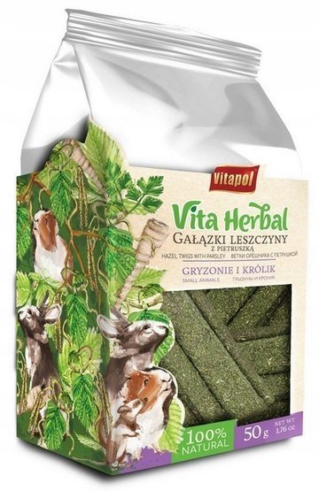 Vitapol Vita Herbal Przekąska dla gryzoni i królika gałązki leszczyny z pietruszką 50 g