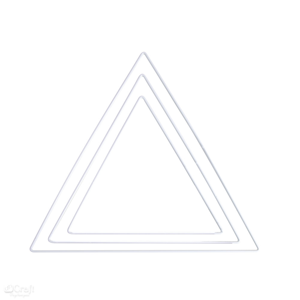 Obręcz metalowa, trójkąt, biała, 3 szt.