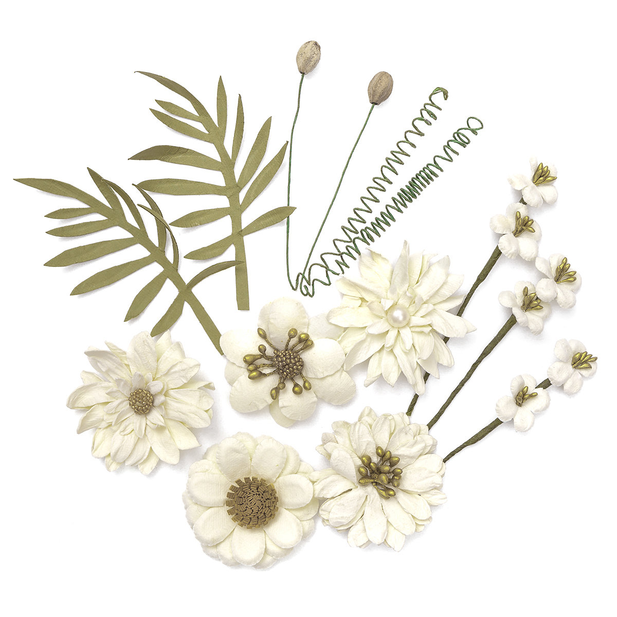 Kwiaty papierowe, 12 szt. cream