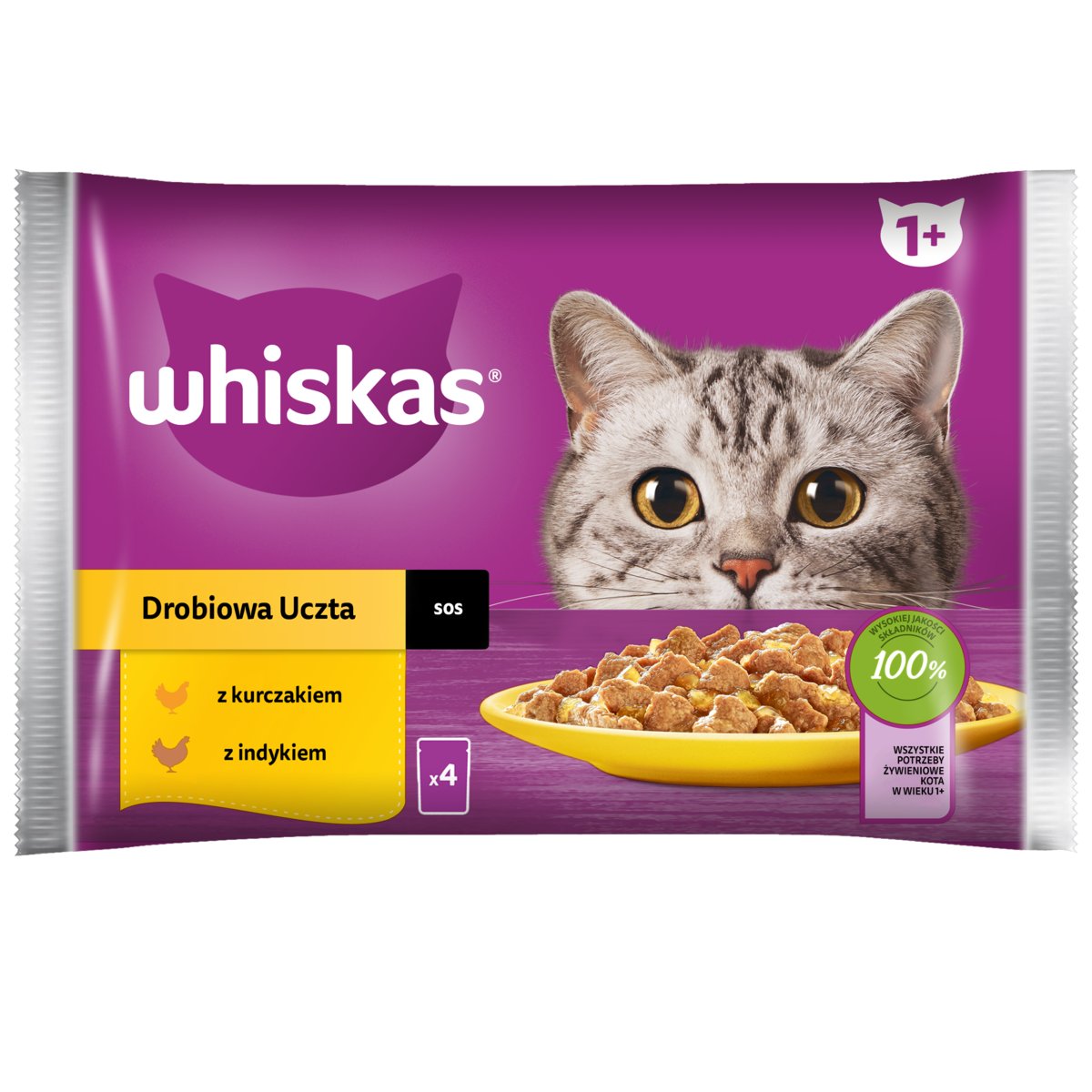 WHISKAS saszetki karma dla kota drób w sosie 4x85g