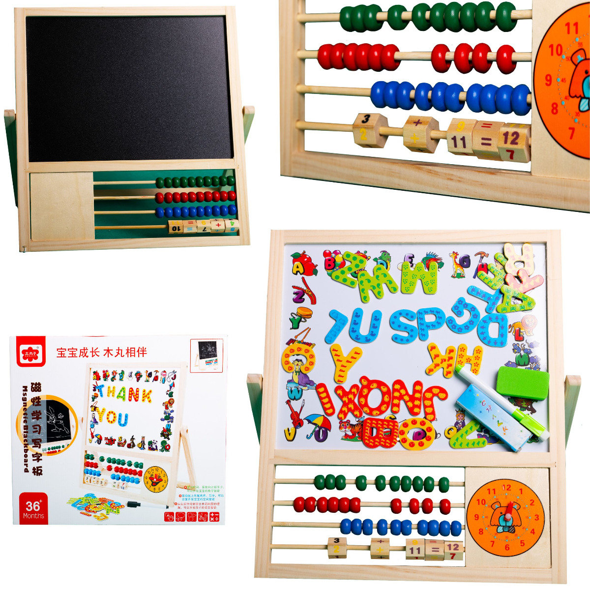 Drewniana Tablica Magnetyczna Kredowa Liczydło