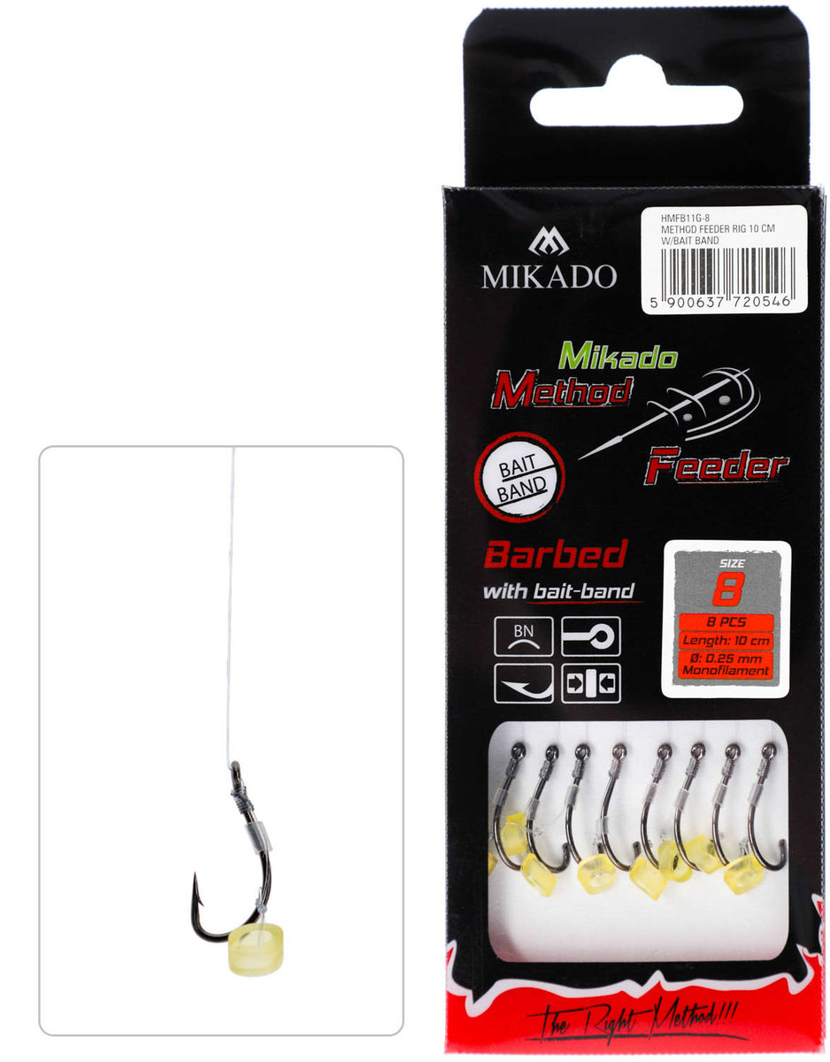 MIKADO Przypon Haczyki Method Feeder Z Gumką #8