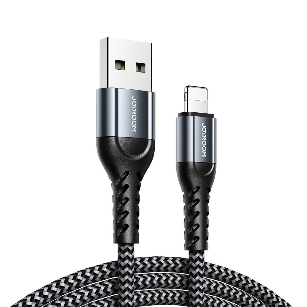 Joyroom N10 King Kong series zestaw 3 x nylonowy kabel przewód USB - Lightning (0.25m + 1.2m + 2m) 2,4A szare