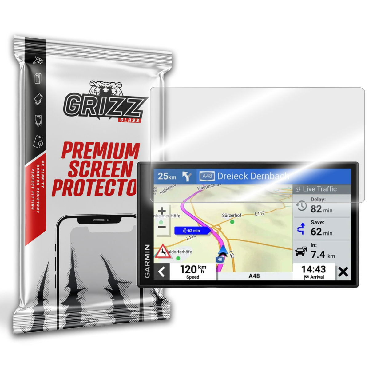 Grizzglass Hybridglass Szkło Hybrydowe Do Garmin Drivesmart 76