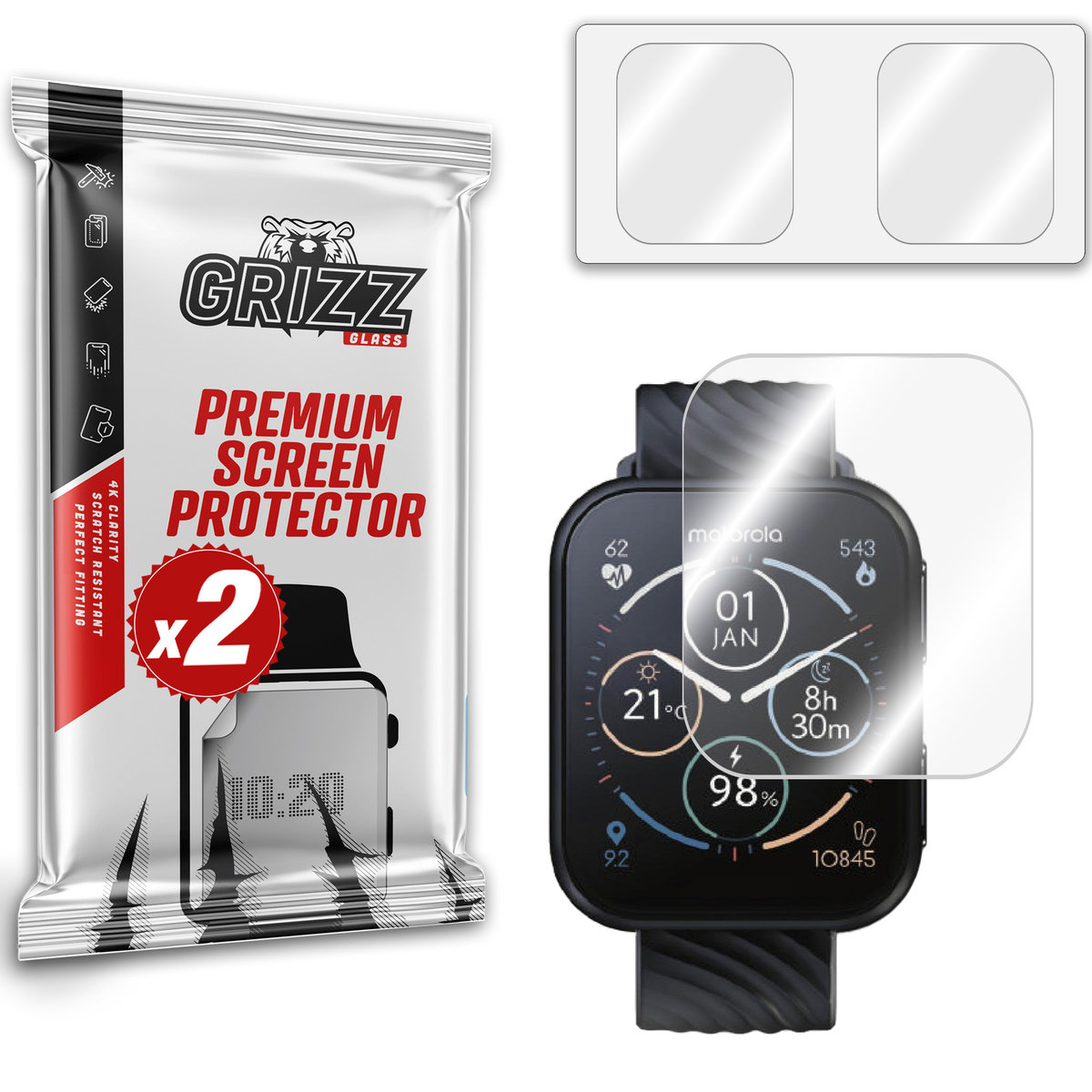 Grizzglass Hybridglass Szkło Hybrydowe Do Motorola Moto Watch 200