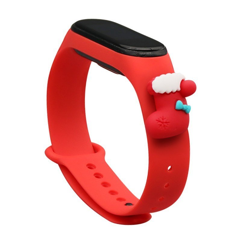 Braders Strap Xmas opaska do Xiaomi Mi Band 6 Mi Band 5 silikonowy pasek bransoletka czerwony skarpeta HT-2877
