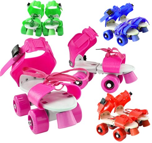 WROTKI ROLKI DLA DZIECI ZAKŁADANE NA BUTY REGULACJA - 4 kolory