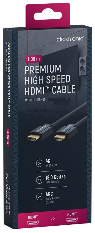 ClickTronic Kabel TV Monitor HDMI 70301 High Speed HDMIT Kabel mit Ethernet [1x
