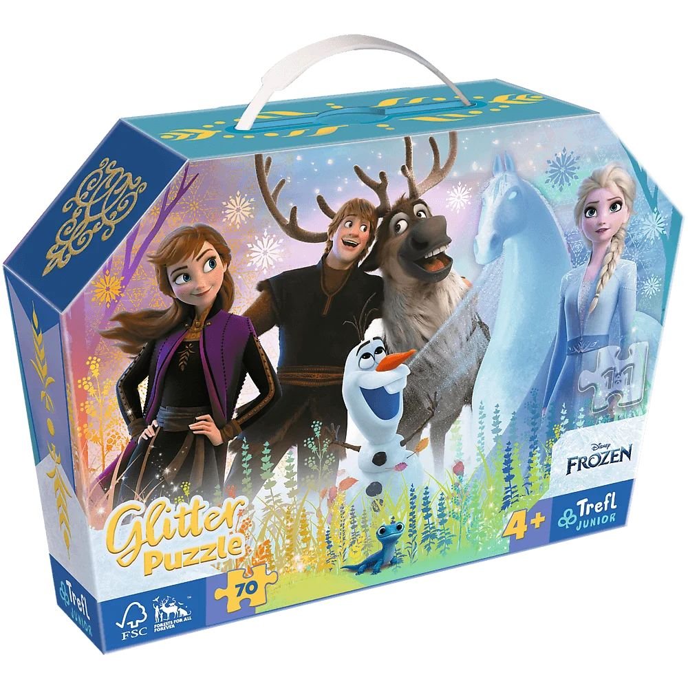 TREFL 53018 Puzzle 70 glitter w kuferku - Magiczna przyjaźń / Disney Frozen