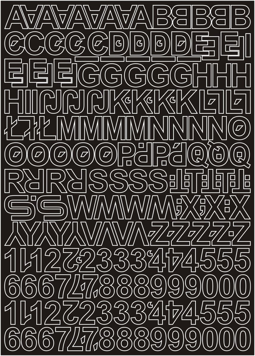 Litery i cyfry samoprzylepne czarne 5cm arkusz 250 znaków