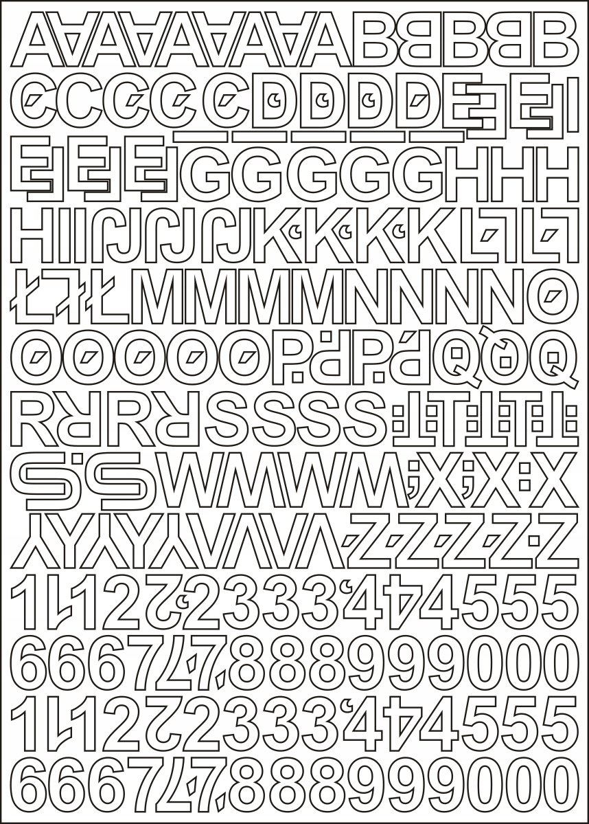 Litery i cyfry samoprzylepne białe 2,5cm arkusz 250 znaków
