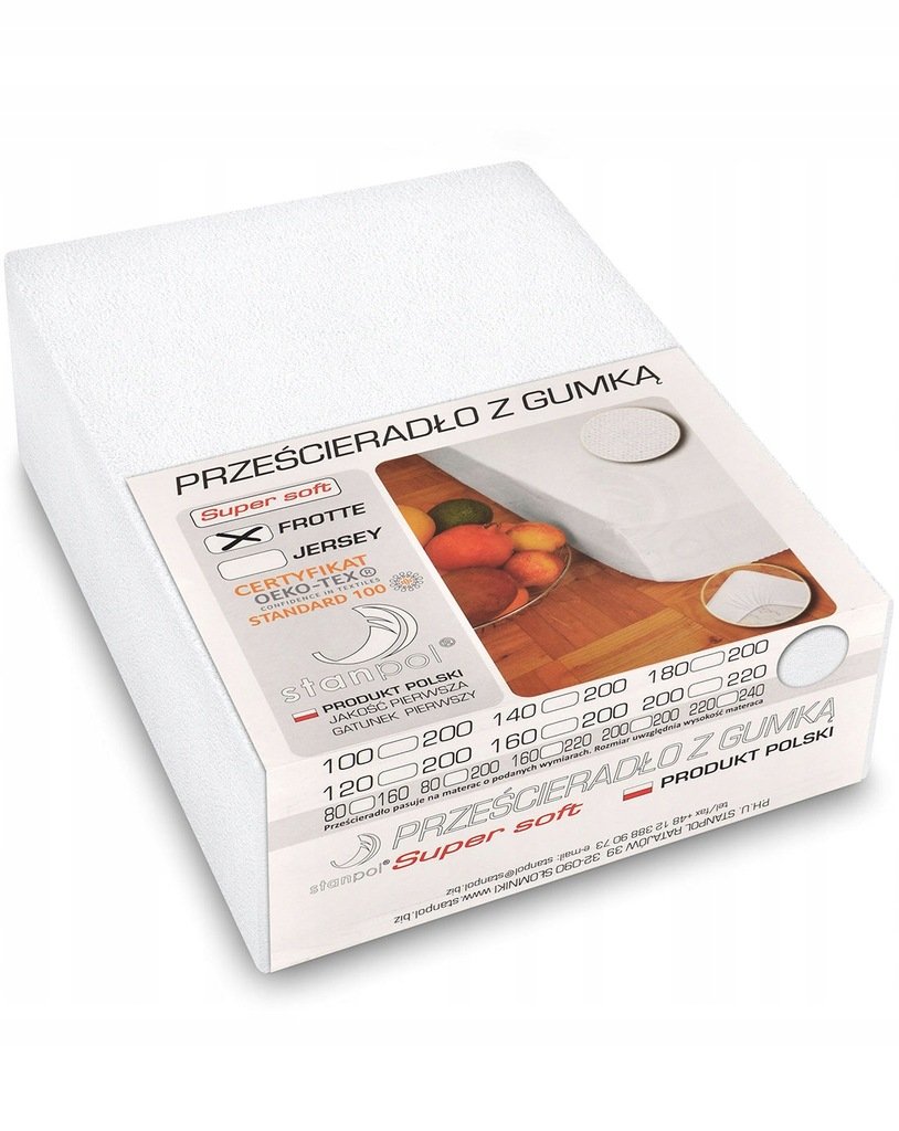 Prześcieradło z gumką frotte Super soft białe 80x160 cm