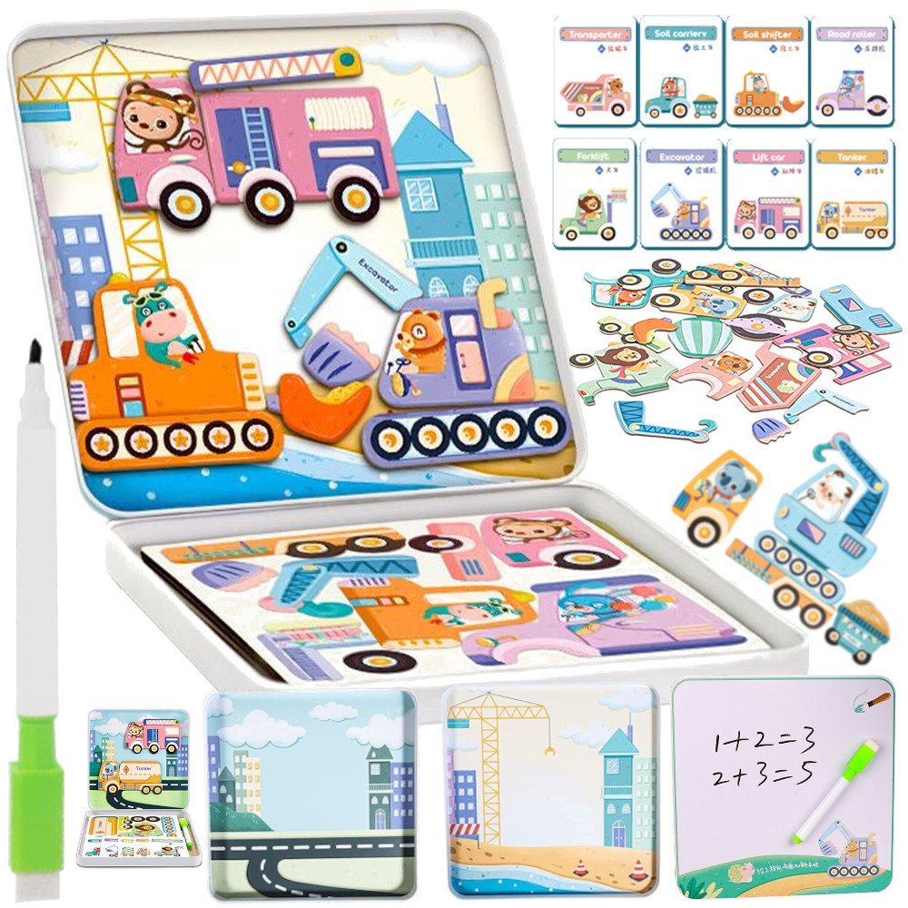 Puzzle Magnetyczne Montessori Układanka Samochody U977