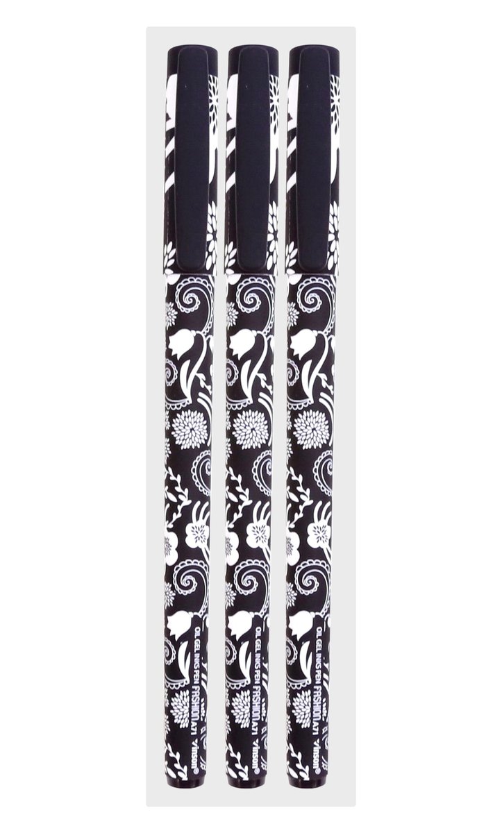 Długopis Vinson Kwiaty czarno-białe 0,7mm 3 szt zestaw