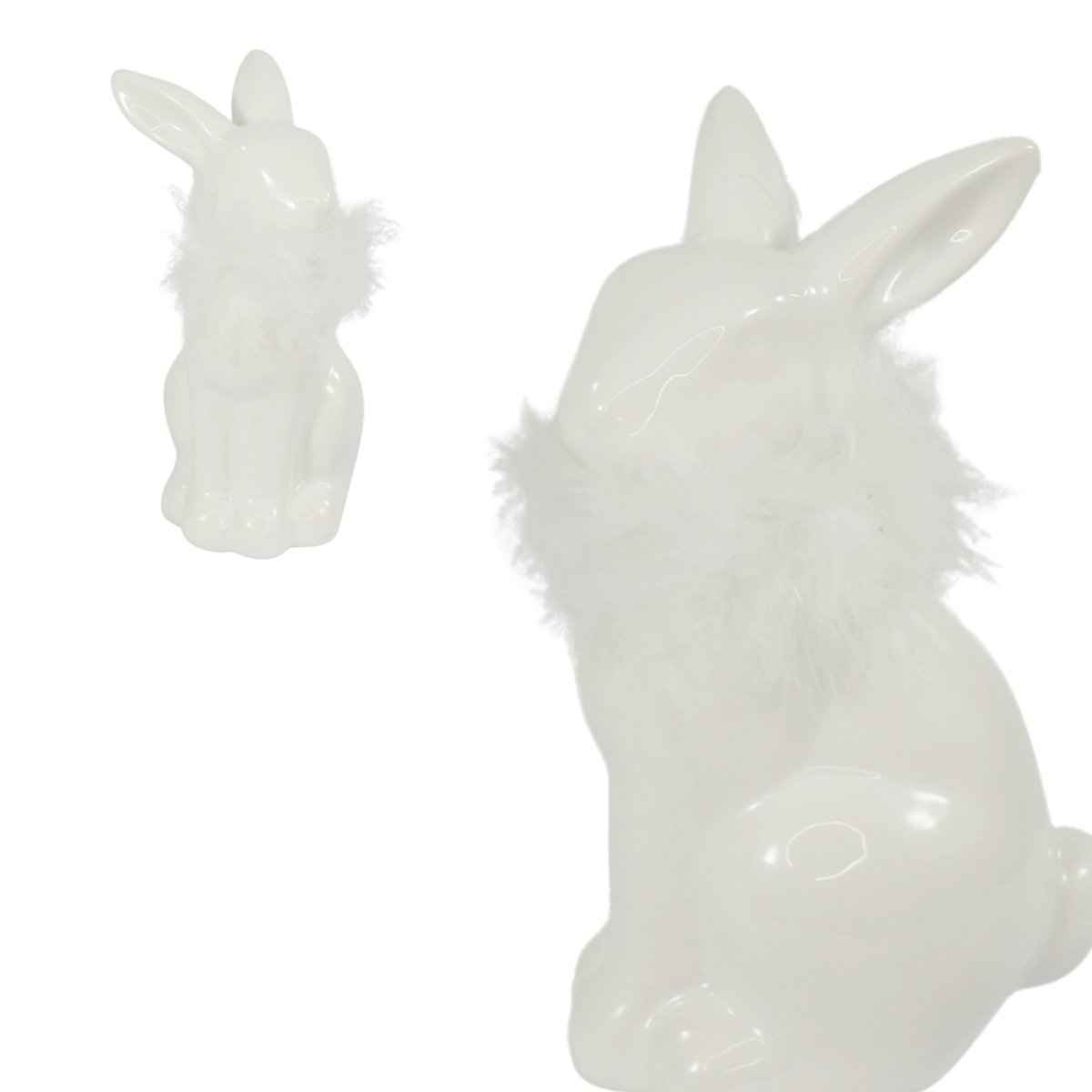 Zając ceramiczny z futerkiem 13 cm