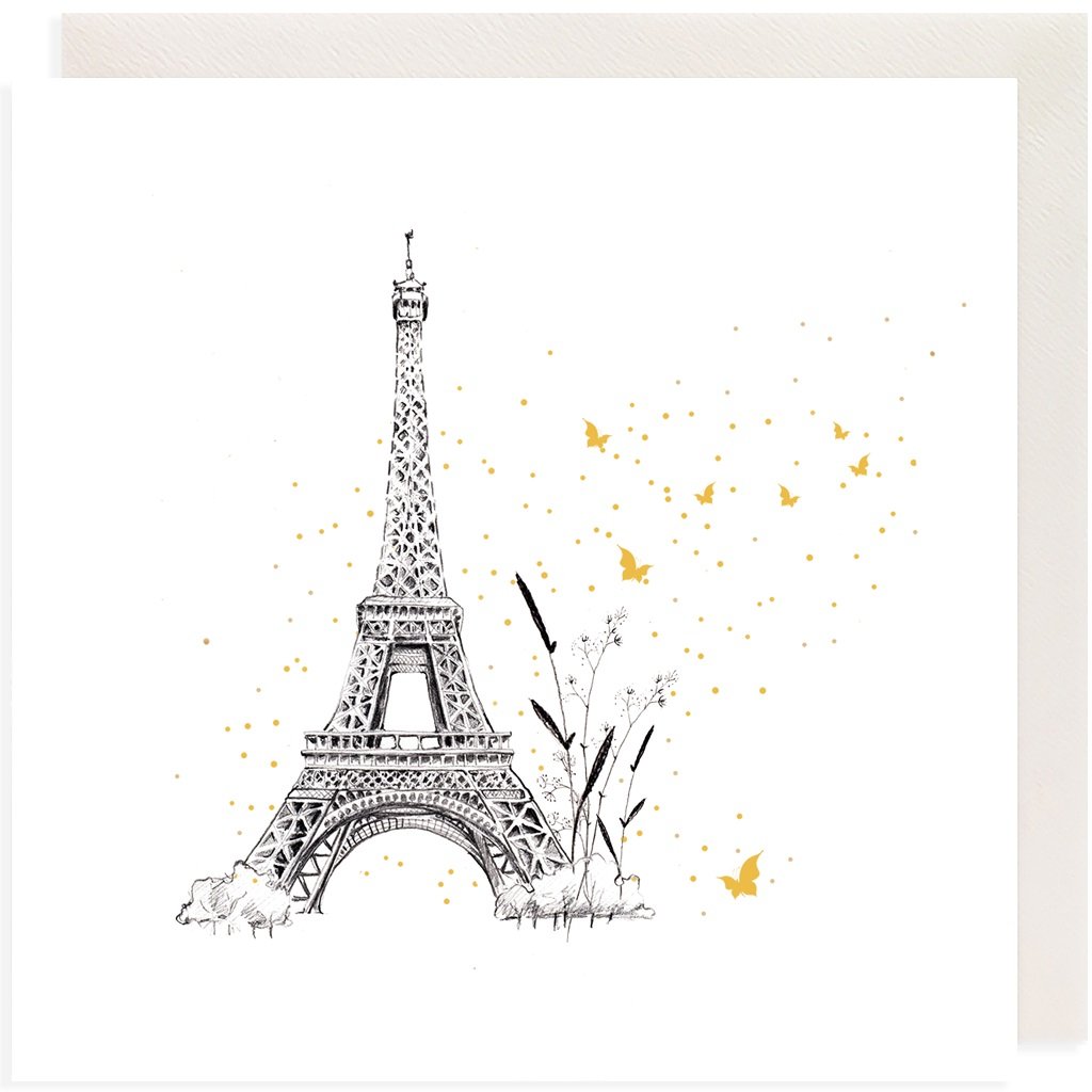 Clear Creations Karnet Złocony CL3805_BL Wieża Eiffla