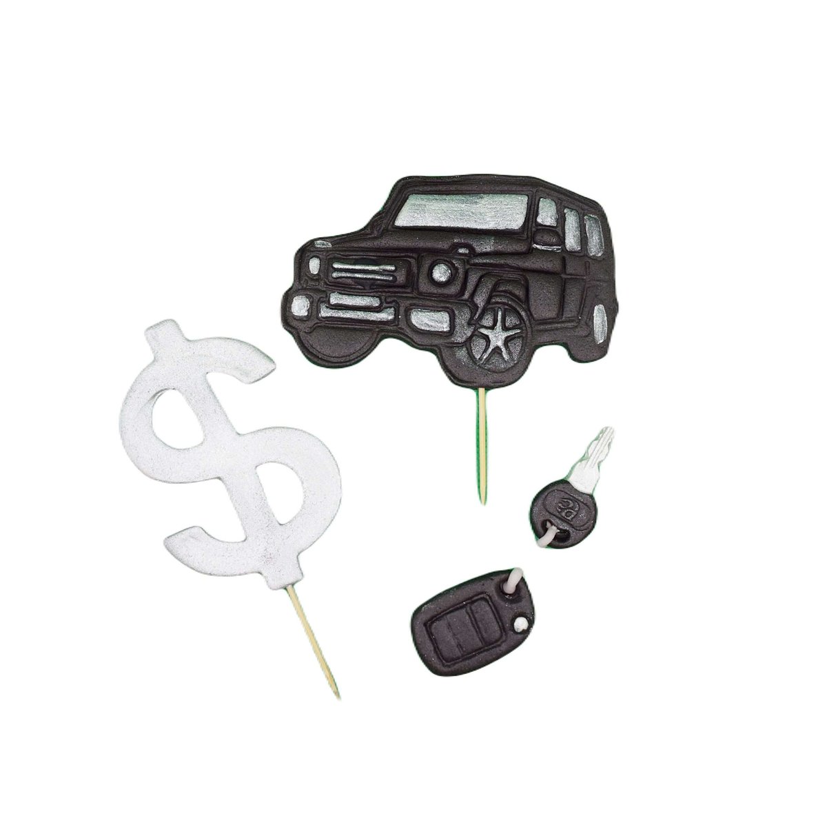 Figurki Cukrowe Na Tort Business Samochód Dolar Topper klucze