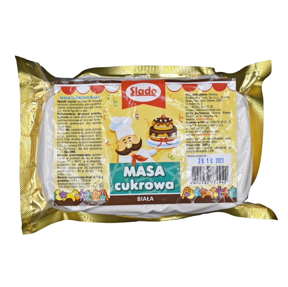 Masa Cukrowa Biała 1 Kg Lukier Plastyczny