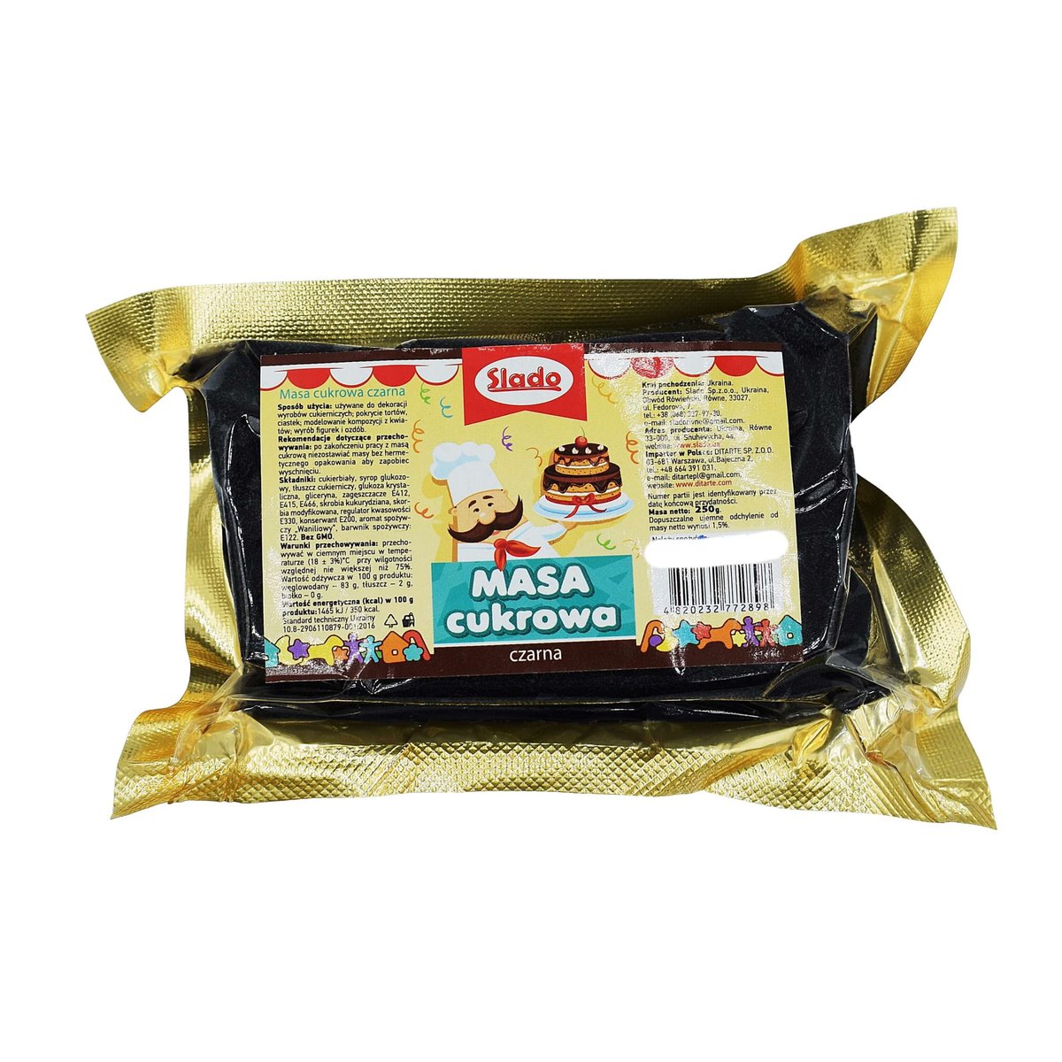 Masa Cukrowa Czarna Lukier Plastyczny 250 g