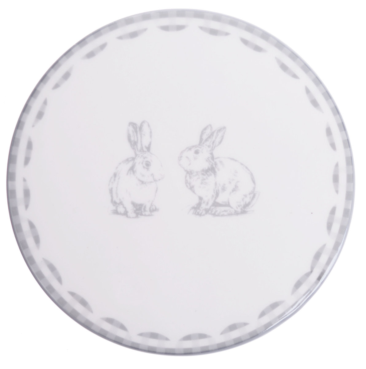 Podkładka pod gorące naczynie biało-szara z zajączkami 15x15x1,5cm