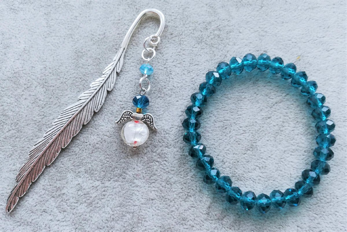 Morski Komplet Zakładka Bransoletka Anioł Komunia