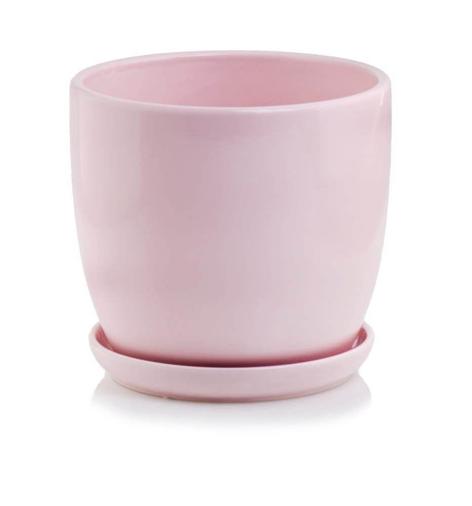Ceramiczna donica z podstawkiem - różowa - kolekcja AMSTERDAM