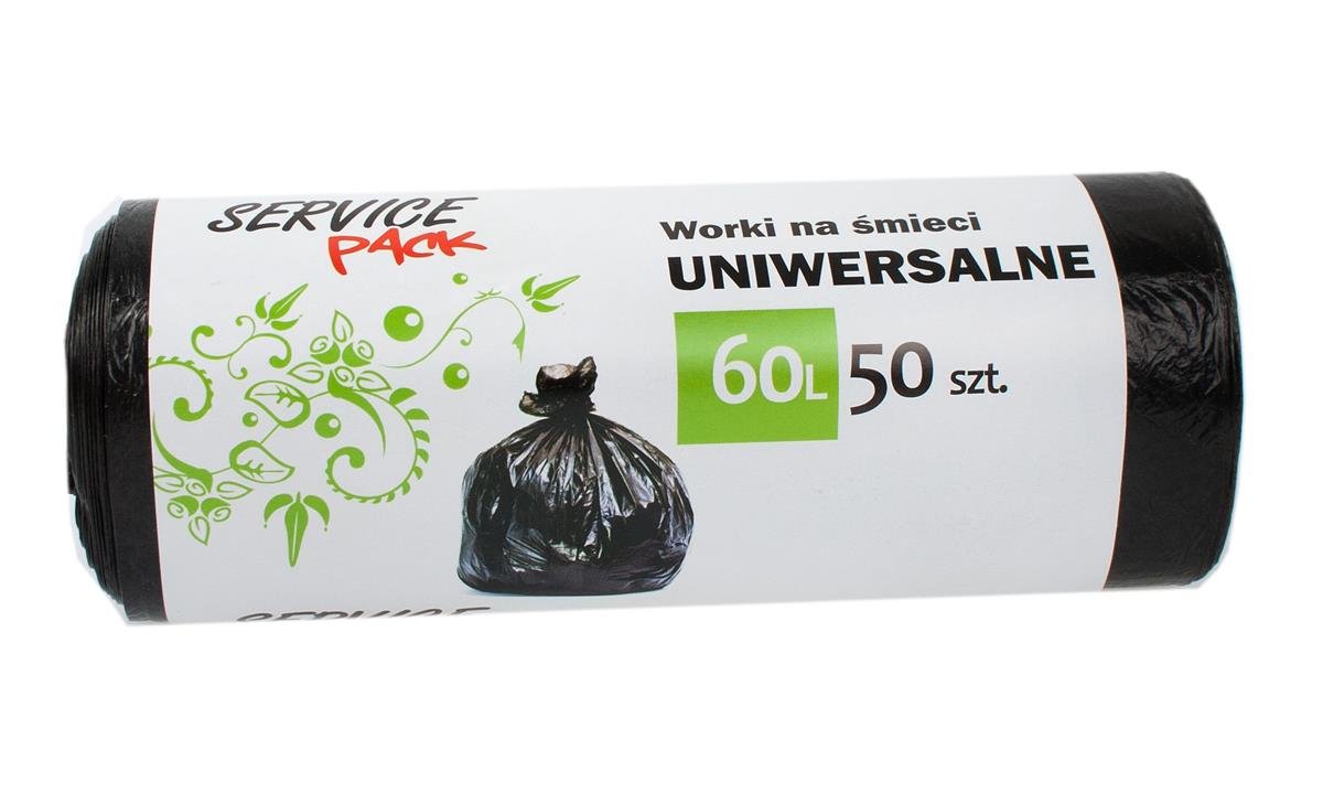 Czarne Worki Na Śmieci Uniwersalne Hdld 60L 50szt