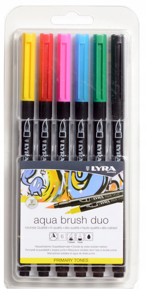 Lyra Pisaki Markery Dwustronne Aqua Brush 6 Primar