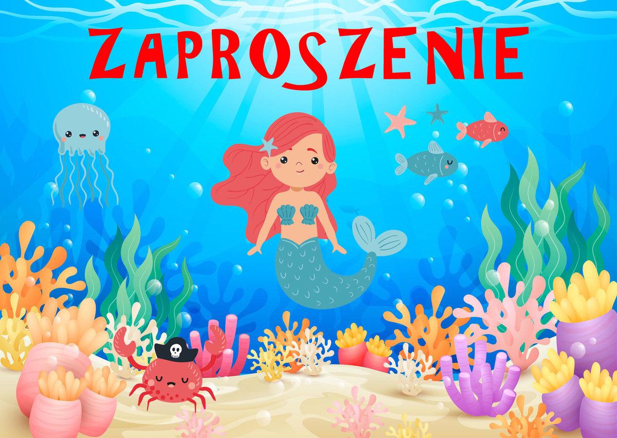 Zaproszenia na urodziny dla dzieci syrenka ryby /Digital Art