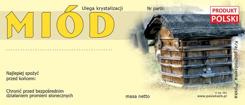 Etykiety na miód - Uniwersalna (100szt) - wzór E2