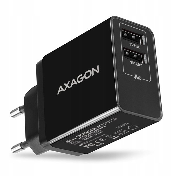 Axago Ładowarka sieciowa 5V/2.2A + 5V/1A Smart