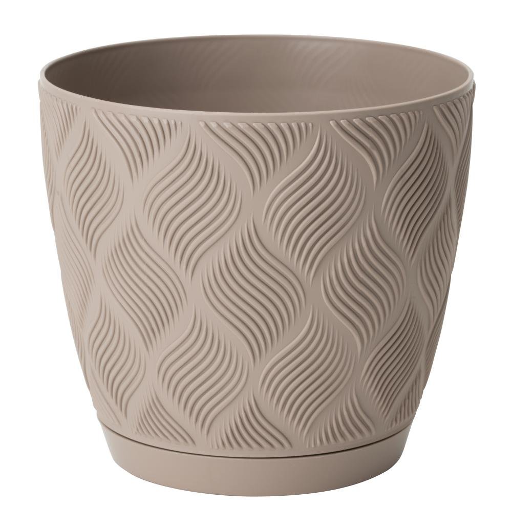 Doniczka Flow petit ECO recycled z podstawką 15 taupe