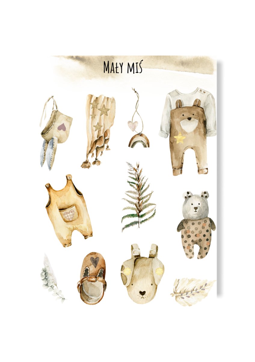 Naklejki boho dla chłopczyka metryczka album miś