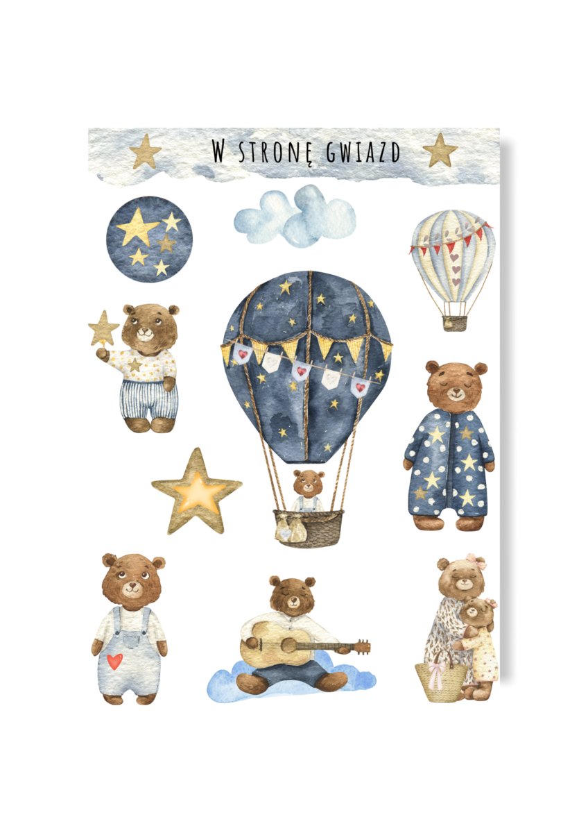 Naklejki z misiem dla dziecka do albumu metryczki