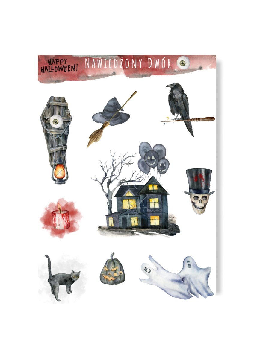 Naklejki na halloween nawiedzony dwór duchy dynia