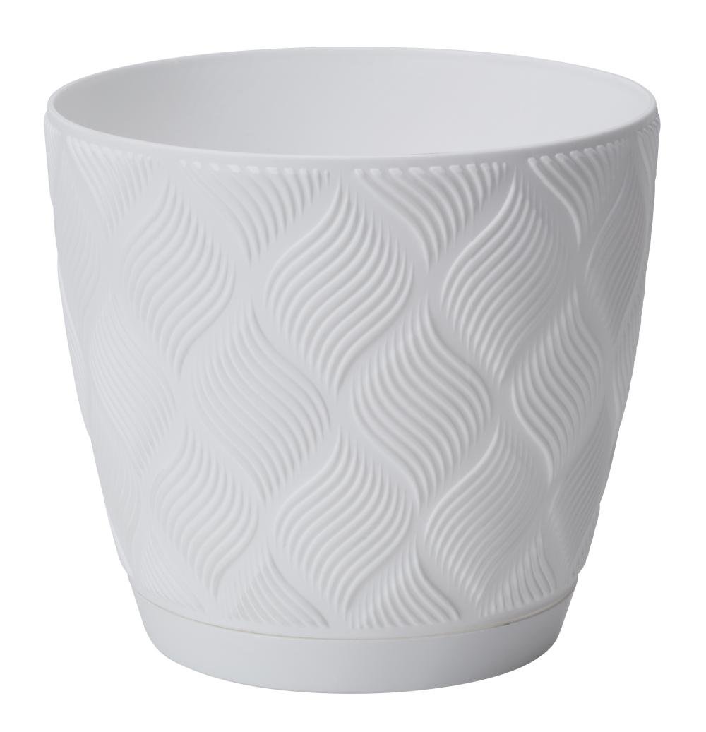 Doniczka Flow petit ECO recycled z podstawką 19 biała