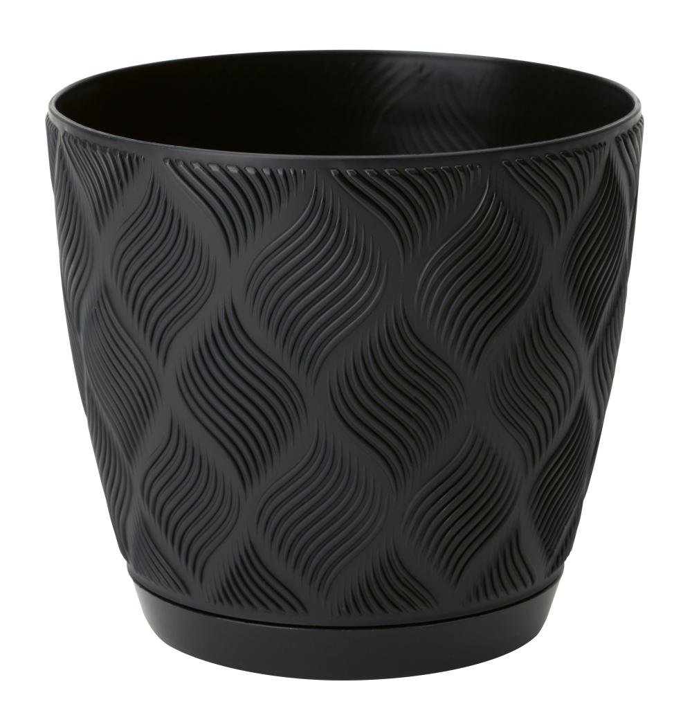 Doniczka Flow petit ECO recycled z podstawką 17 głęboka czerń