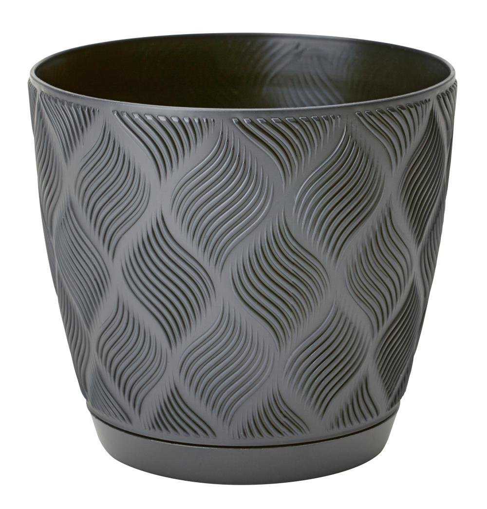 Doniczka Flow petit ECO recycled z podstawką 19 antracyt