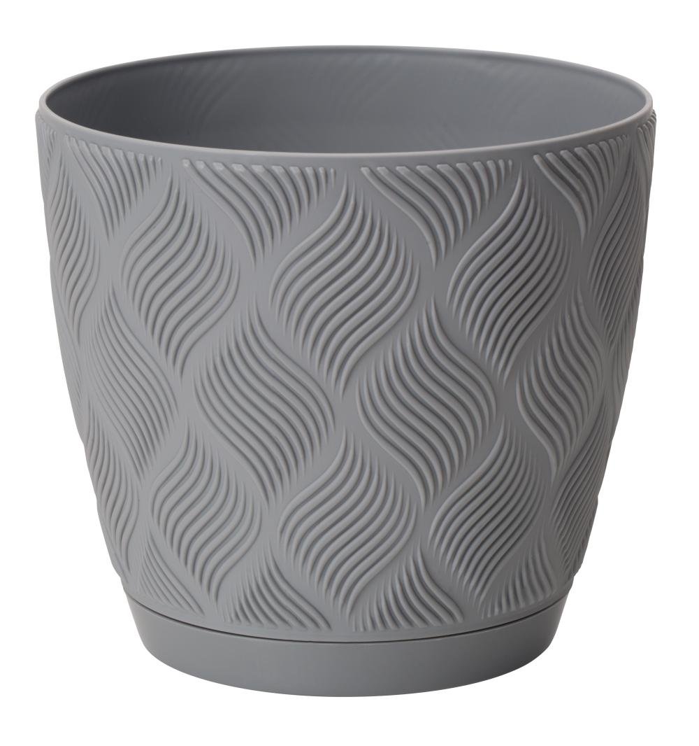 Doniczka Flow petit ECO recycled z podstawką 19 platyna