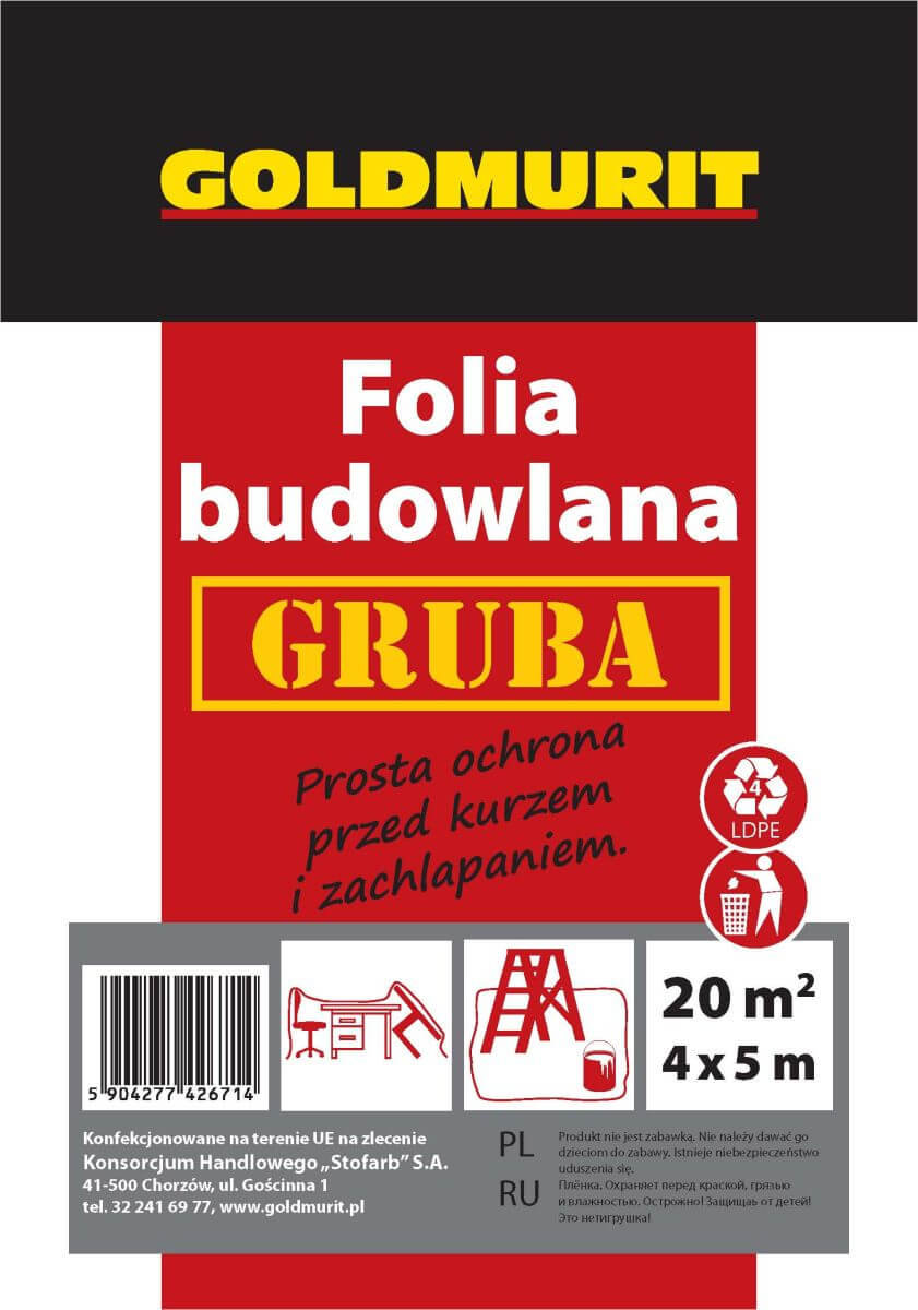 Folia Budowlana LDPE Gruba 4x5m Goldmurit