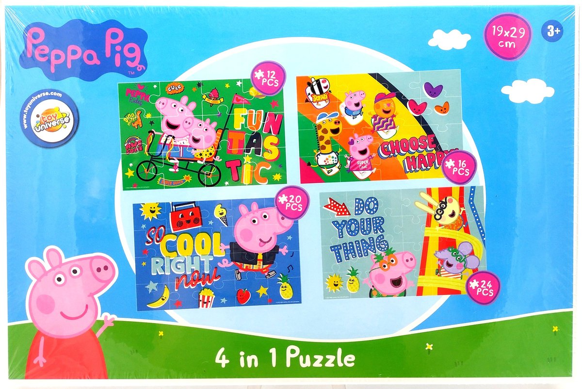 Mega paka puzzle Świnka Peppa 4w1