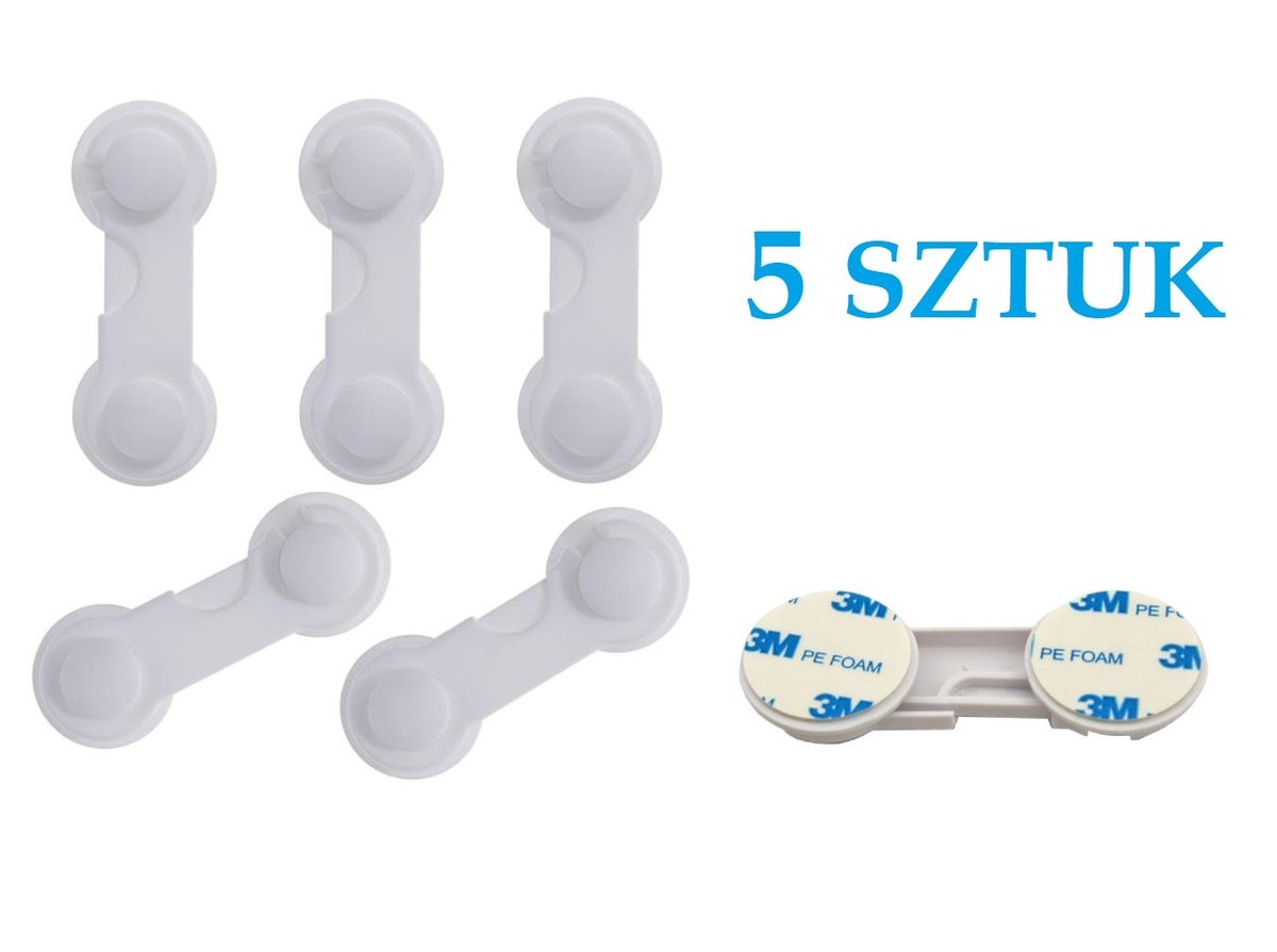 Zabezpieczenie Szafek, Blokada Do Szuflad Mebli Komplet 5 Sztuk