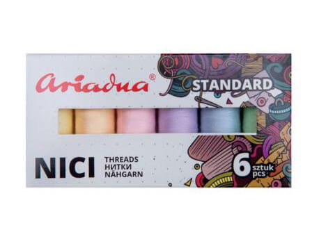 Zestaw nici Talia 120/200mb 6 kolorów PASTEL Ariadna