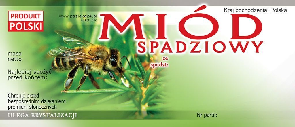 Paczka etykiet na miód spadziowy (100szt) - wzór E16