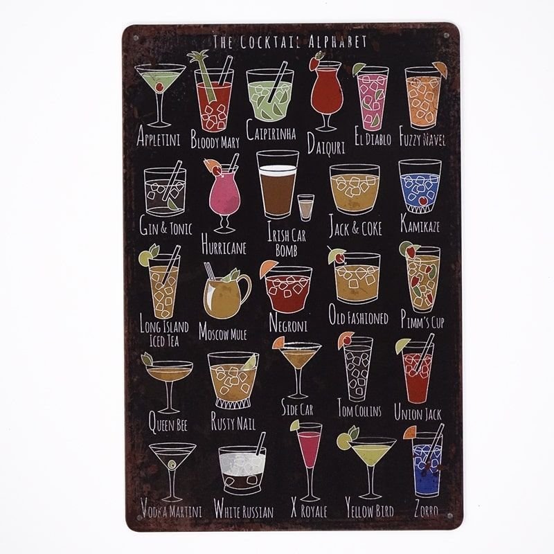 Plakat Tabliczka dekoracyjna metalowa DRINKS BOARD