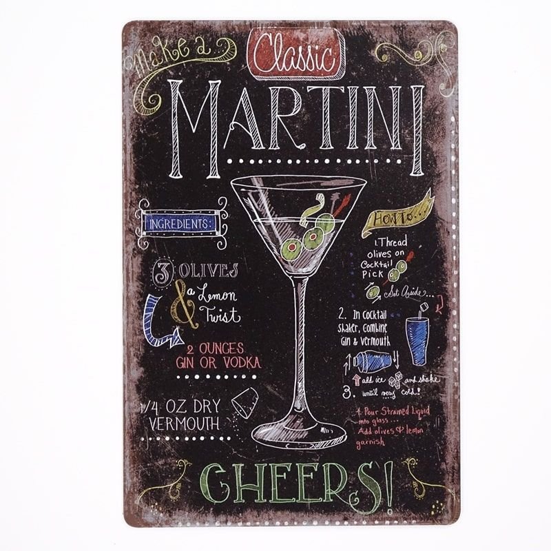 Plakat Tabliczka dekoracyjna metalowa RETRO MARTINI CHEERS