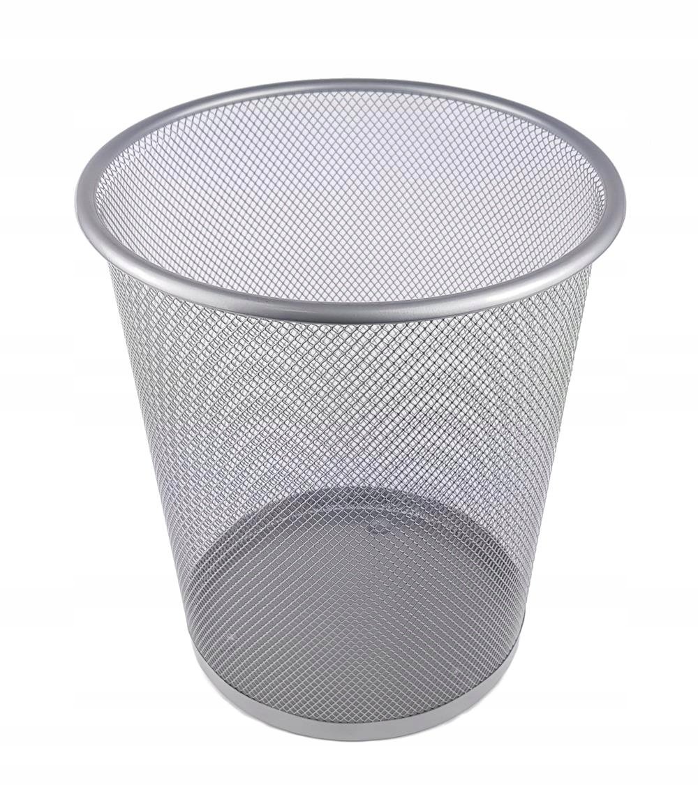 Kosz Metalowy Z Siatki Biurowy 10 Litrów SREBRNY